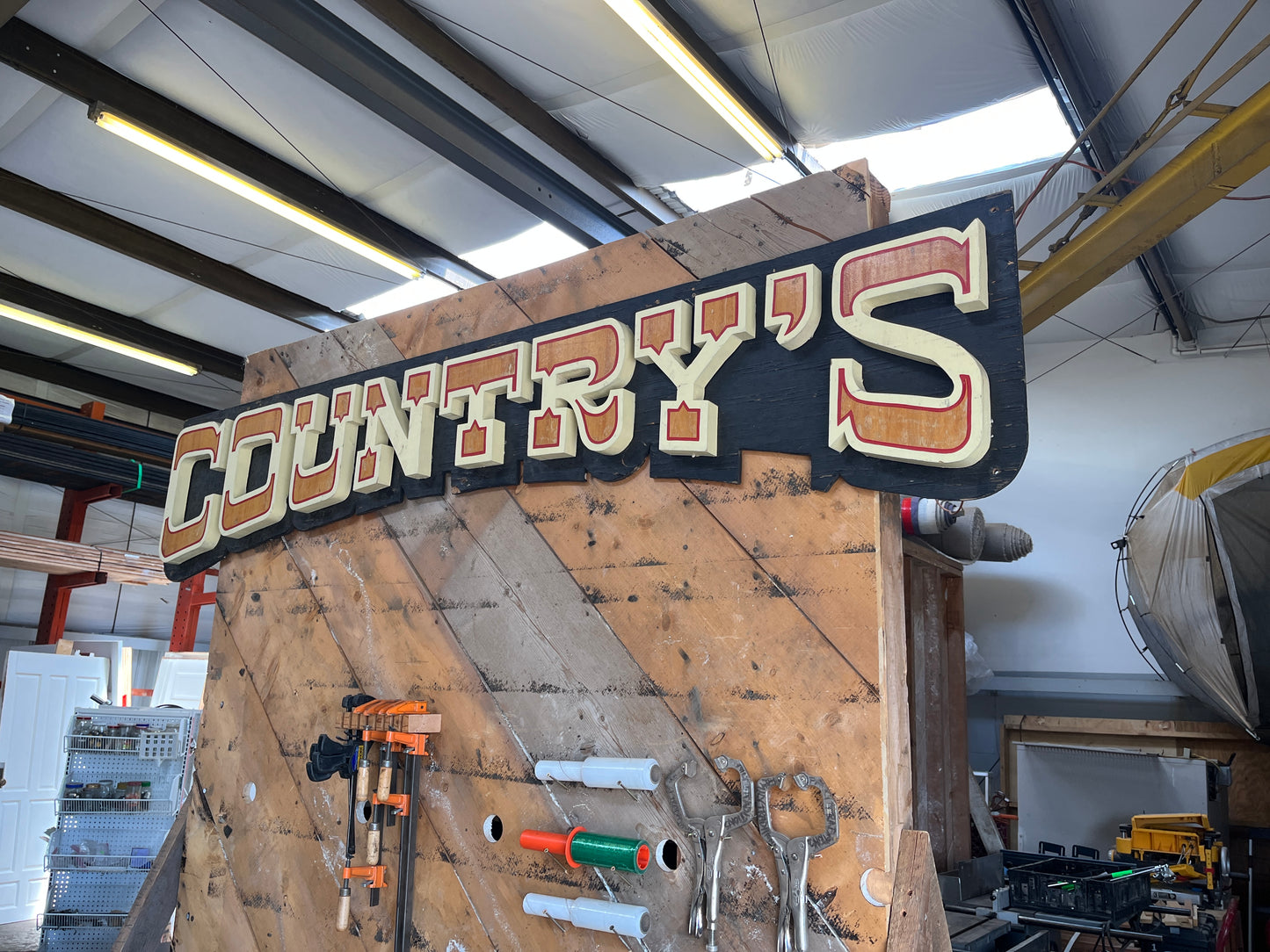 Large Vintage Style "COUNTRY'S" Wooden Sign – 7' 7" x 18 1/4" x 2" [1002.68]