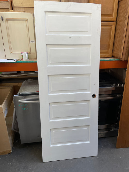 30x77 RHS Interior Solid 5 Panel Slab Door, Painted White [#J303.04]