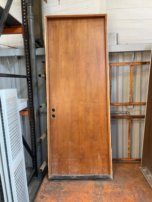 36x86 RHS Exterior Solid 2 Panel Prehung Door, Wood Finish [#J303.07]