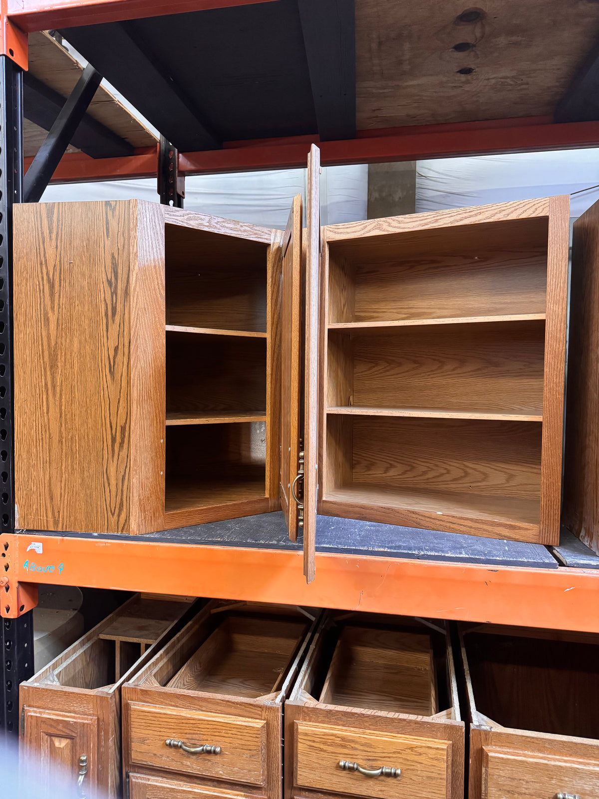 14.75ft Reclaimed Oak Kitchen Cabinet Set, 17-Piece Base and Upper