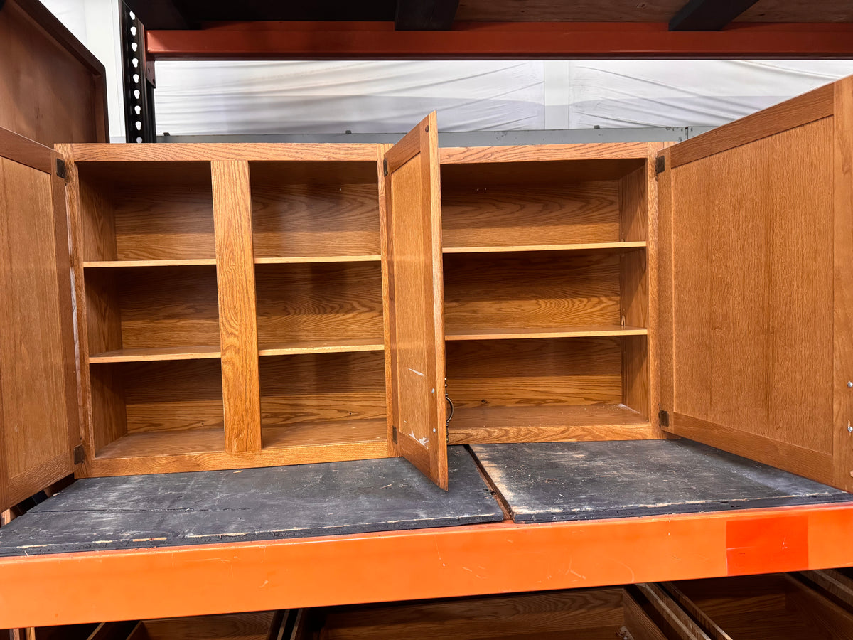 14.75ft Reclaimed Oak Kitchen Cabinet Set, 17-Piece Base and Upper