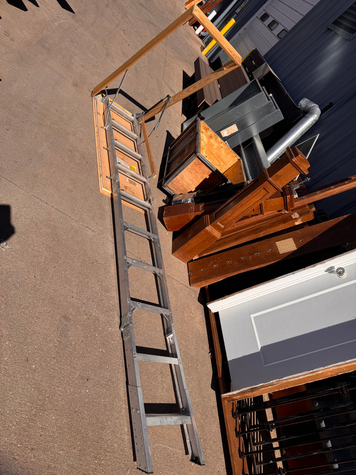 10ft Aluminum Reclaimed Attic Ladder, 21 3/4in x 54in Opening