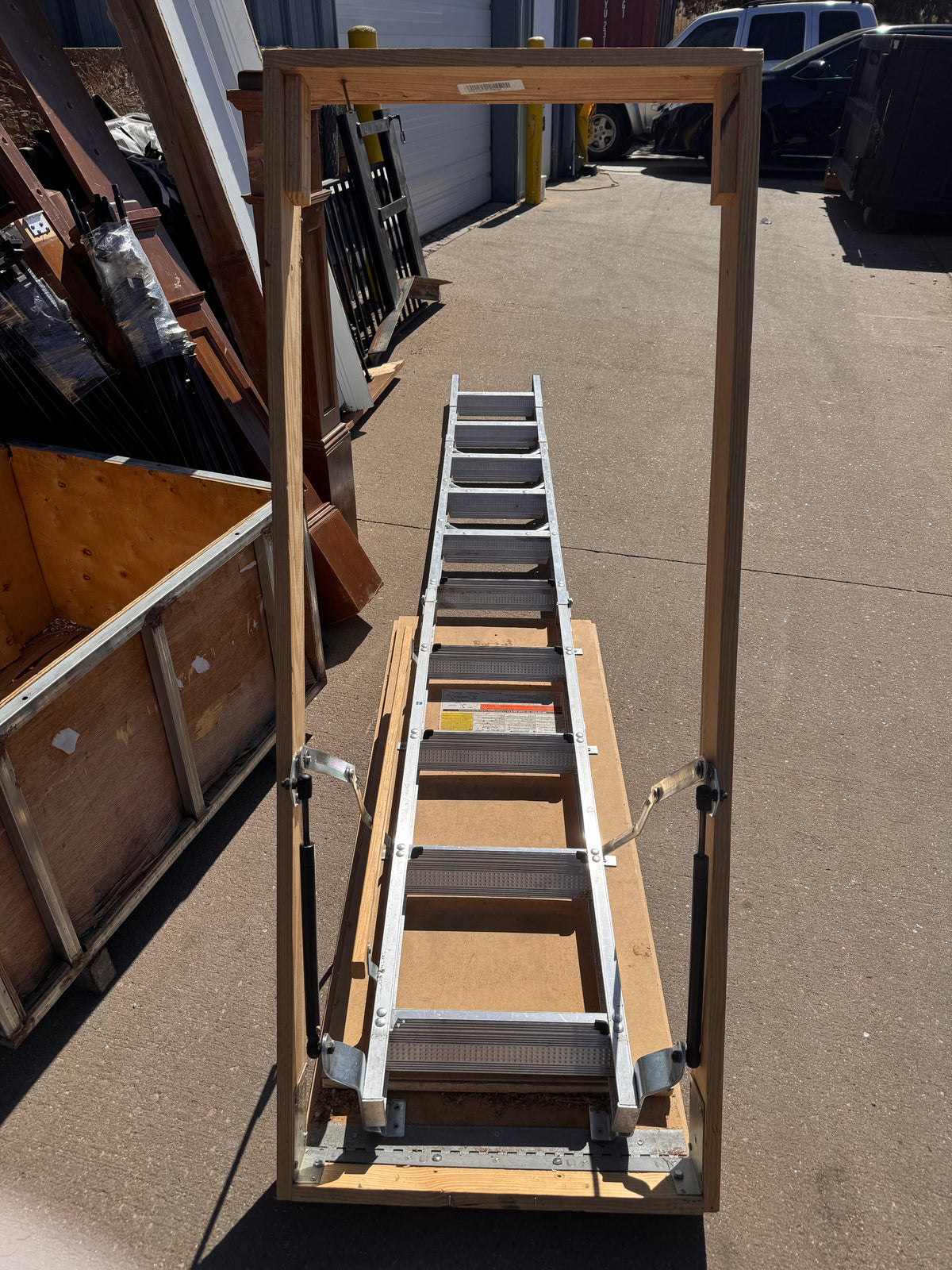 10ft Aluminum Reclaimed Attic Ladder, 21 3/4in x 54in Opening