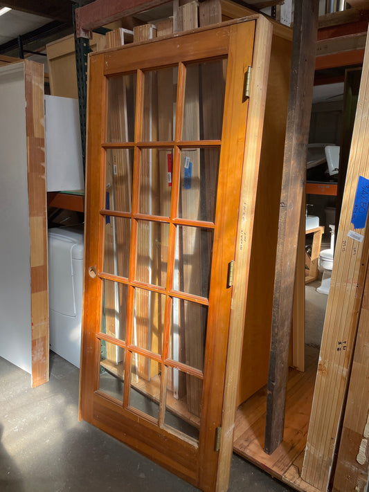 36x80 LHS Interior 15-Light Wood Prehung Door, Wood Finish [#J303.11]