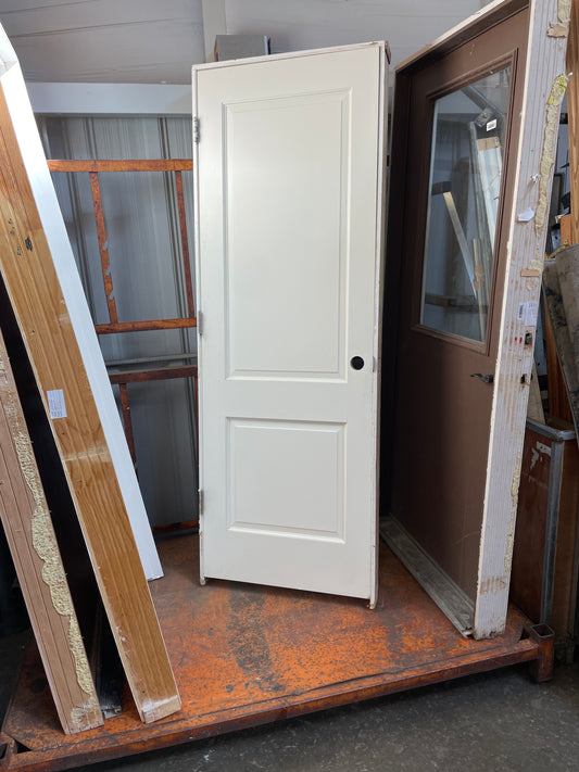 28x80 RHS Interior Solid 2 Panel Prehung Door, Painted White [#J303.08]