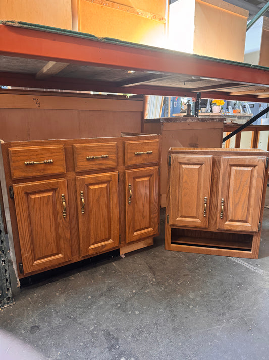 36in Oak Reclaimed Bathroom Vanity Set with Medicine Cabinet