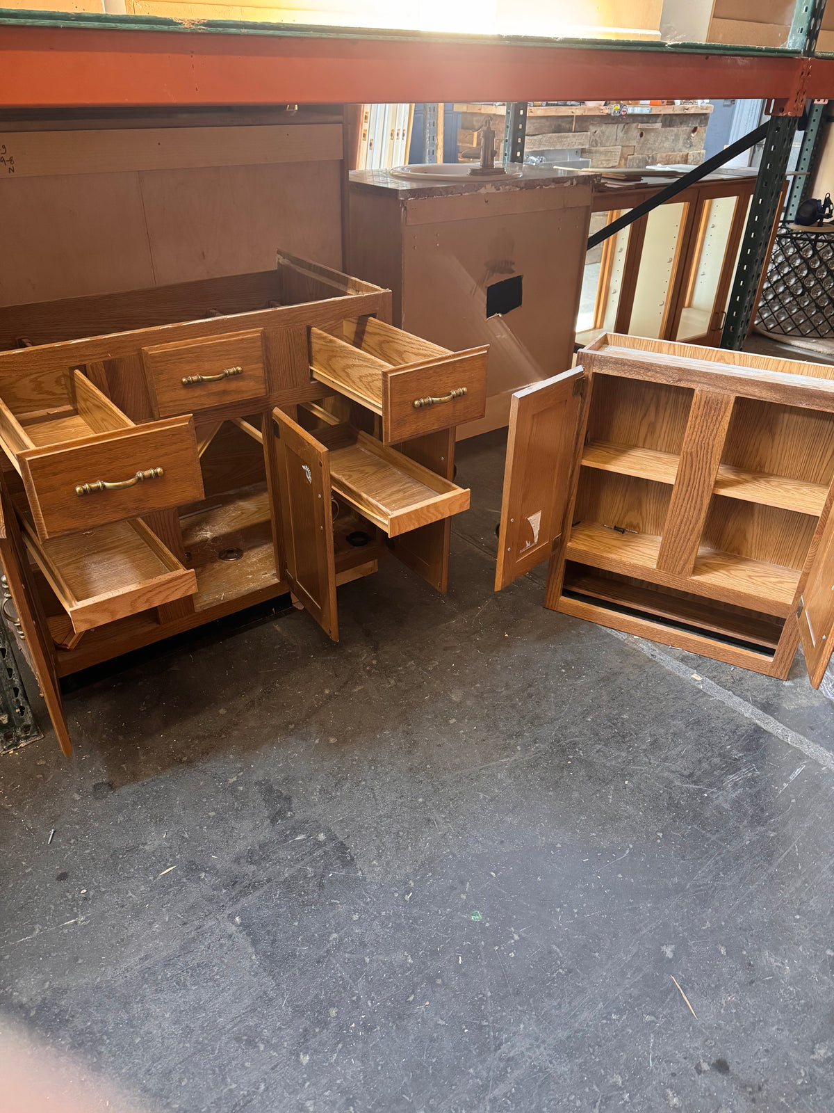 36in Oak Reclaimed Bathroom Vanity Set with Medicine Cabinet