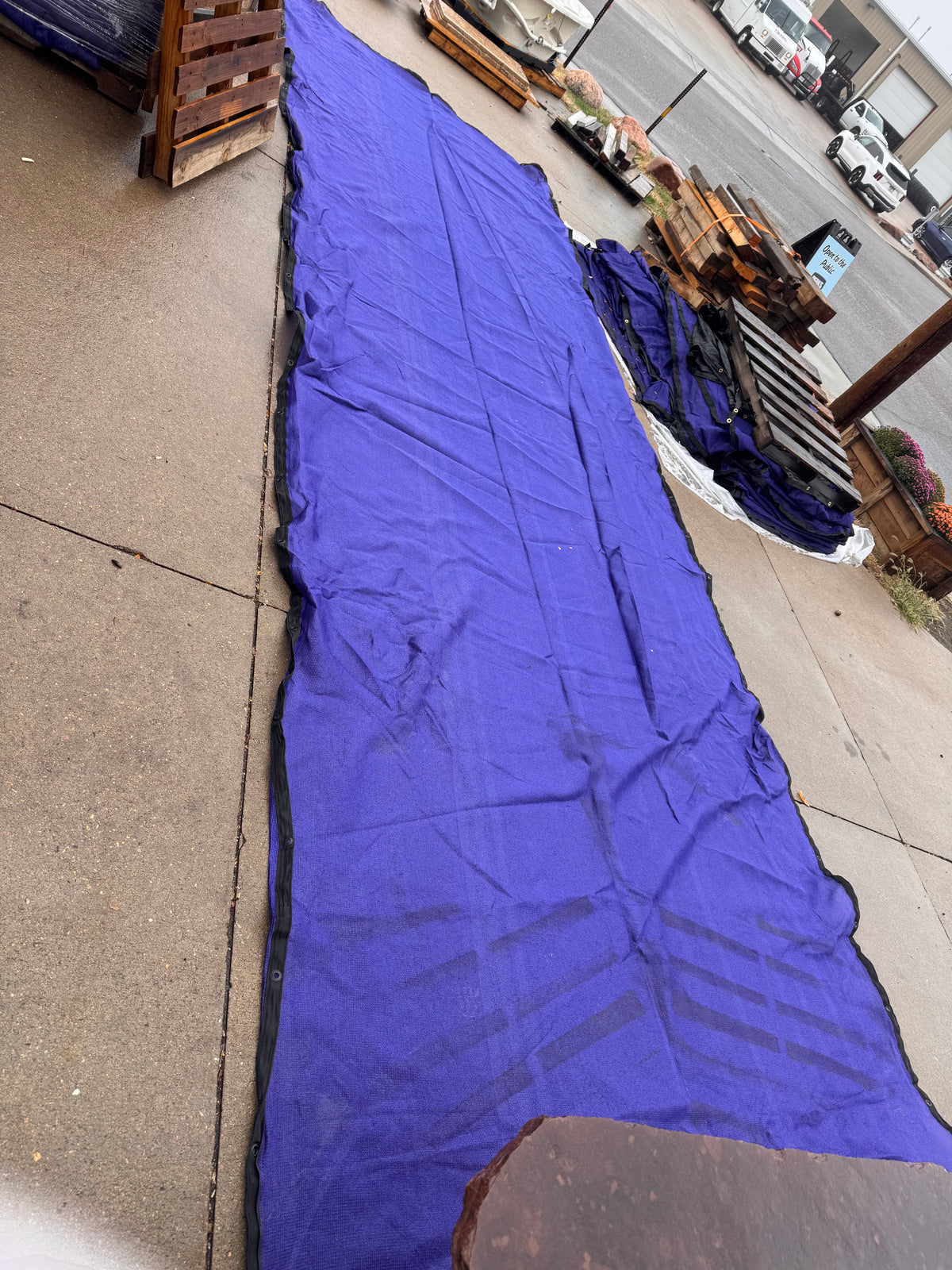 Reclaimed Purple Fence Scrim, 4,044 Linear Feet, Grommeted Mesh