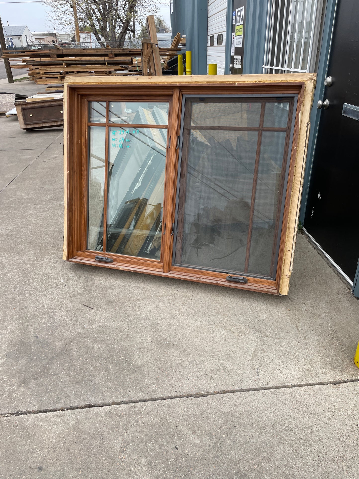 64x61 Casement Wood Window, Natural Wood [#J401.09]