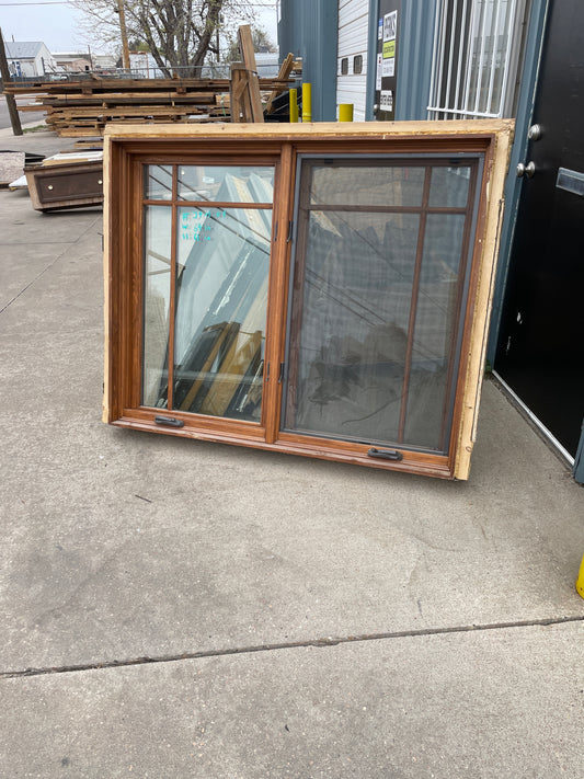 64x61 Casement Wood Window, Natural Wood [#J401.09]