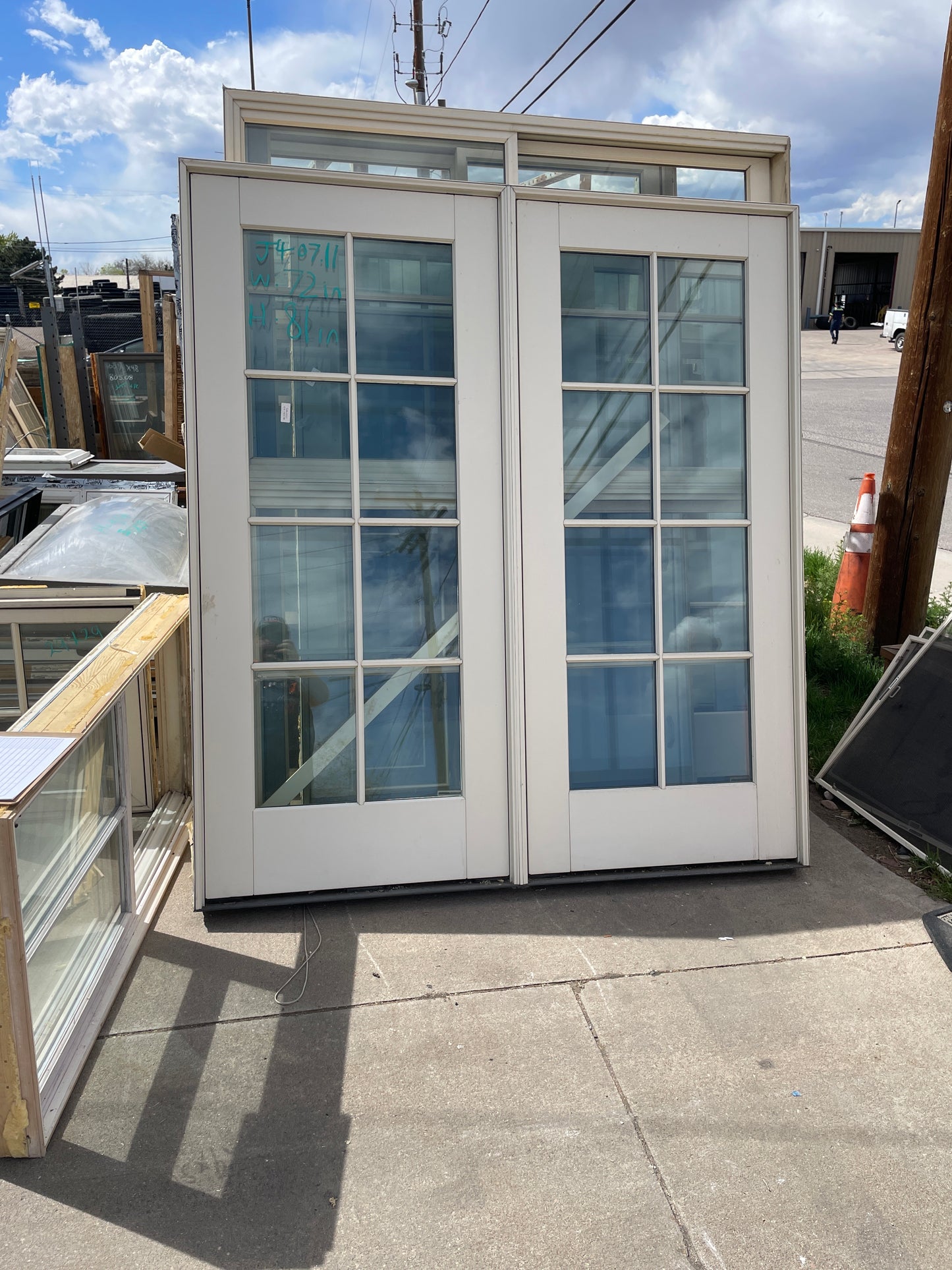 70x78 Exterior Solid 16 Lite Fixed French Door, White [#J407.11]