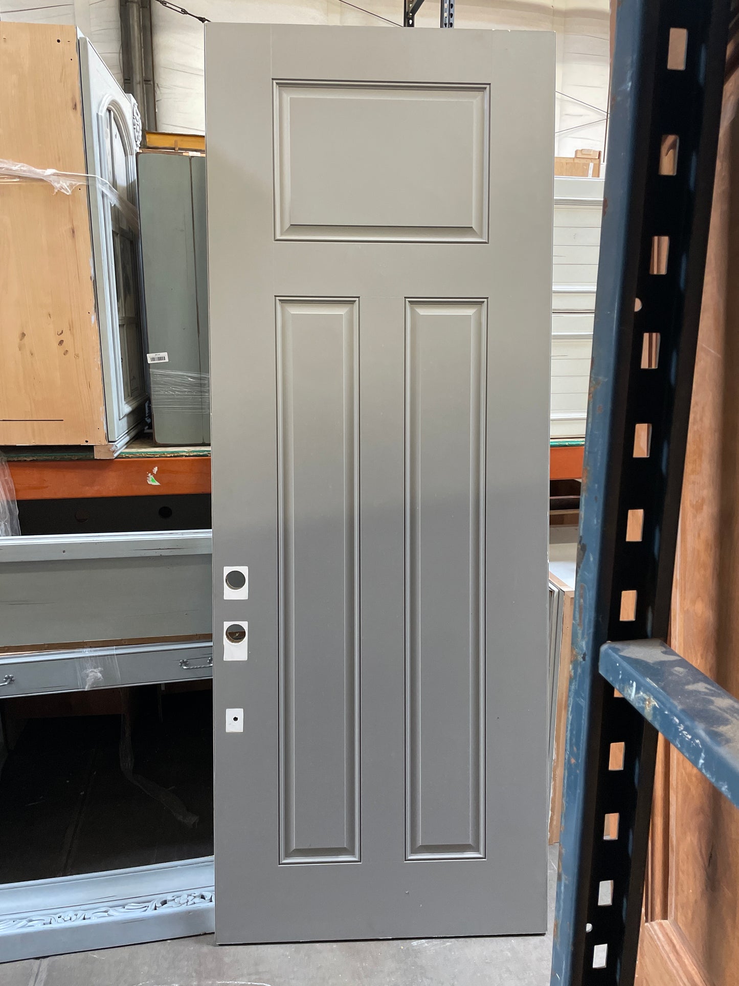 36x95 RHS Interior/Exterior Hollow 3 Panel Slab Door, Gray [#J414.03]