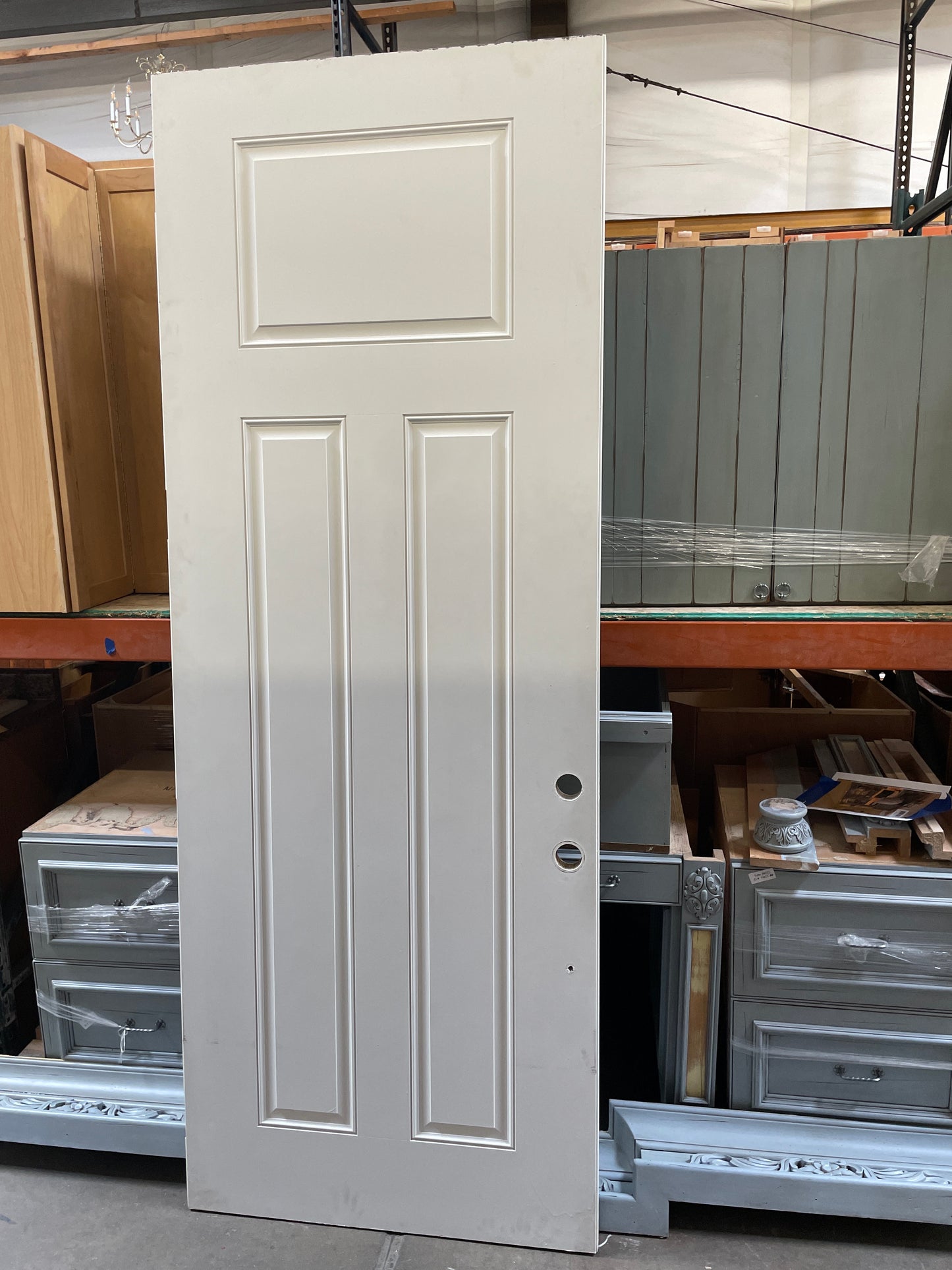 36x95 RHS Interior/Exterior Hollow 3 Panel Slab Door, Gray [#J414.03]