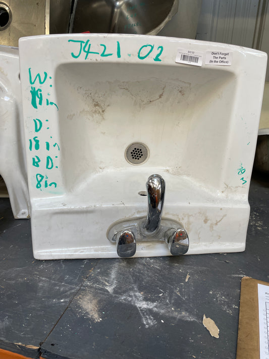 Wall-Mount Bathroom Sink w/ Faucet, Delta Porcelain [#J421.02]