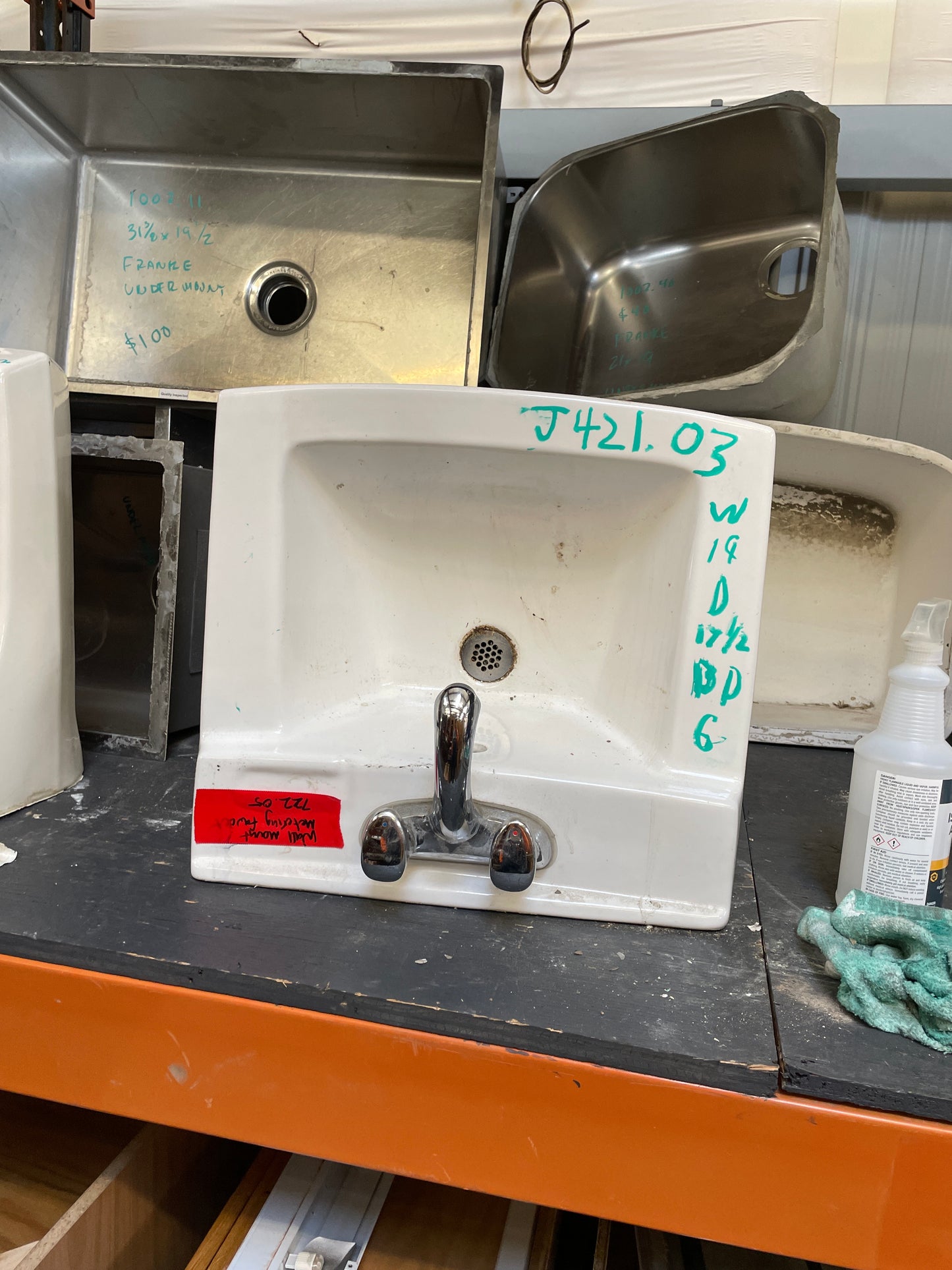 Wall-Mount Bathroom Sink w/ Faucet, Delta Porcelain [#J421.03]