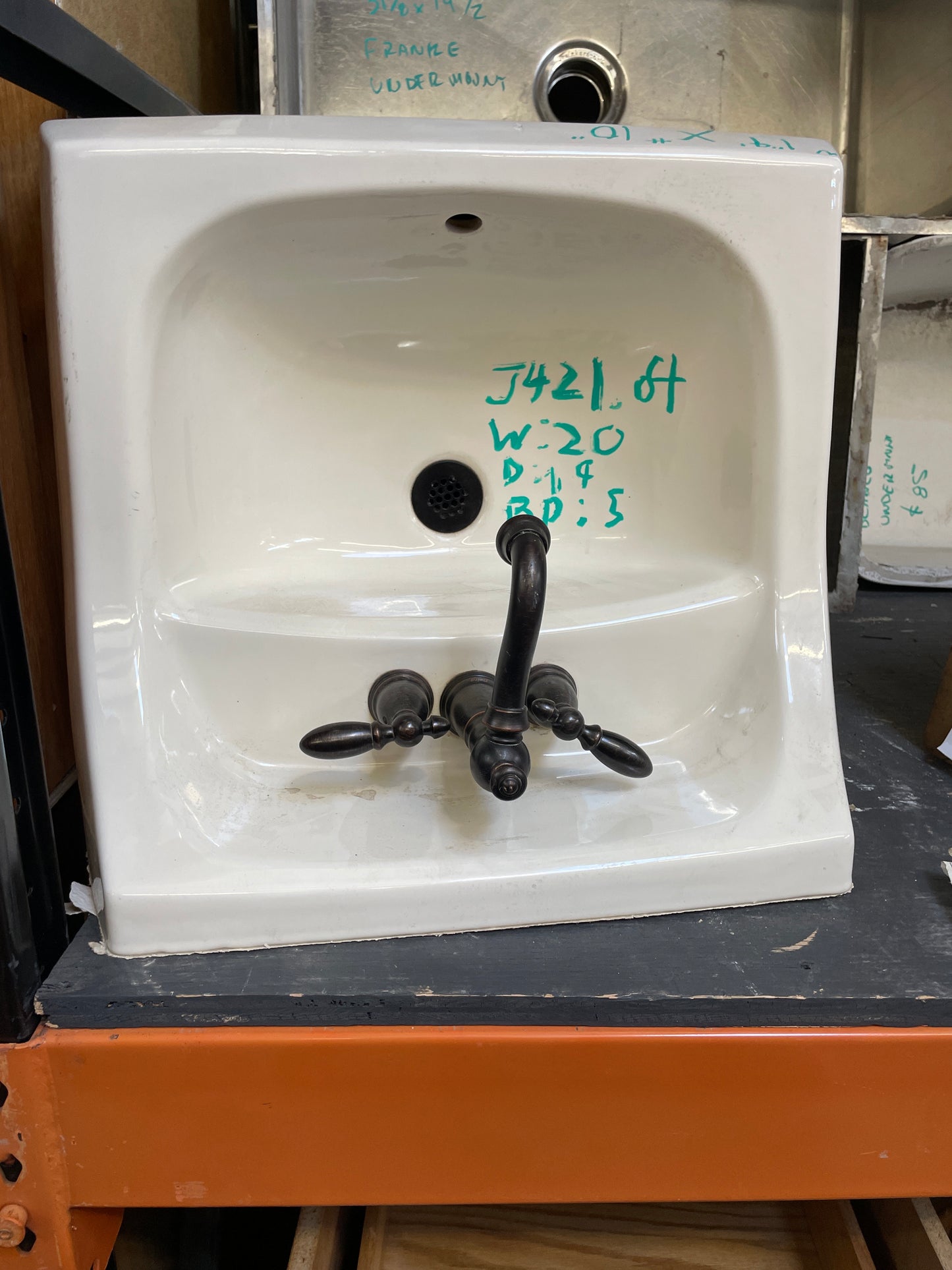 Wall-Mount Bathroom Sink w/ Faucet, Kohler Porcelain [#J421.04]