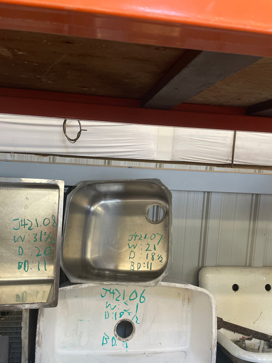 21" Undermount Stainless Steel Kitchen Sink, Single Basin [#J421.07]