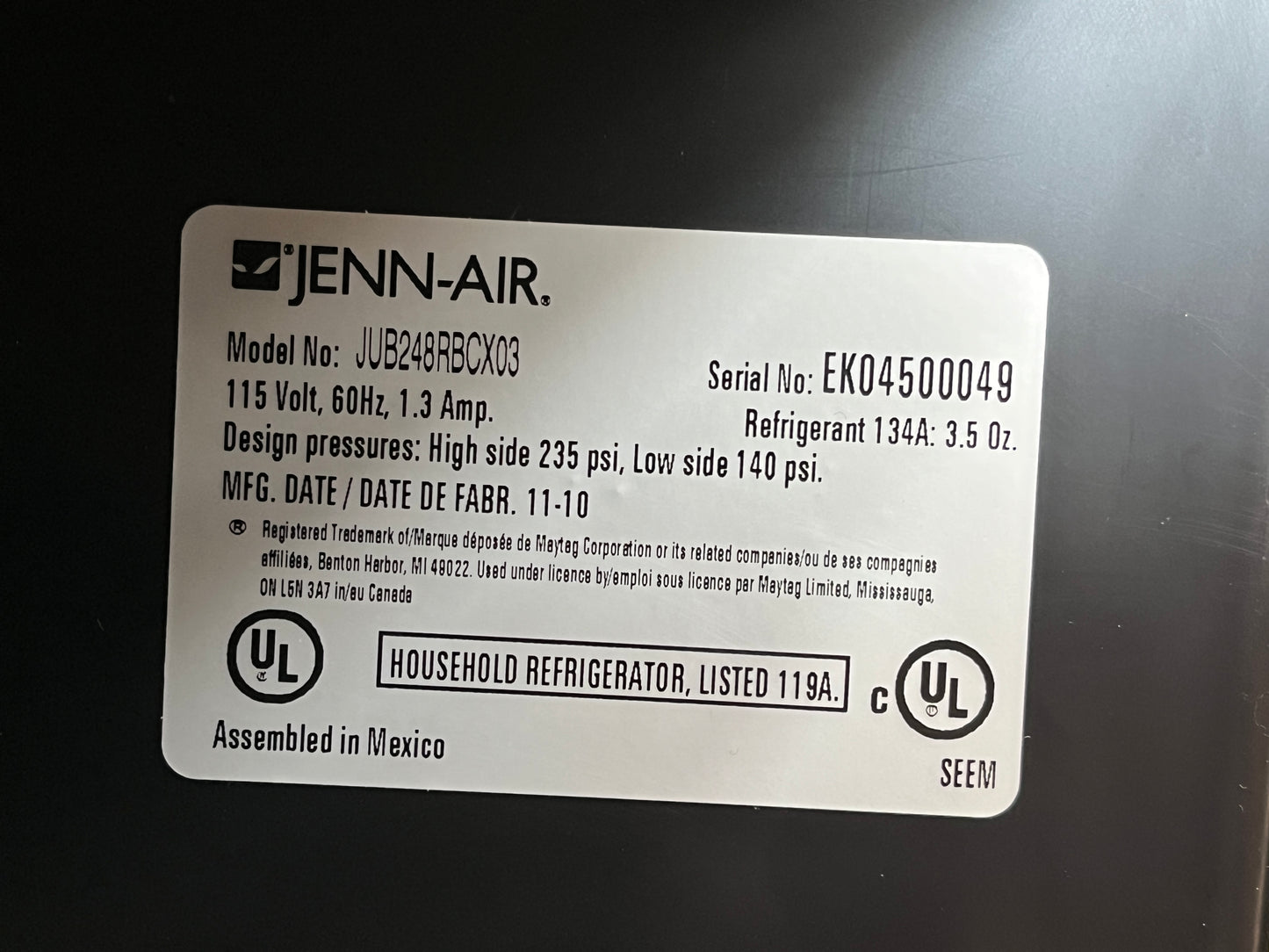 Jenn-Air Under-Counter Wine Cooler [809.51]