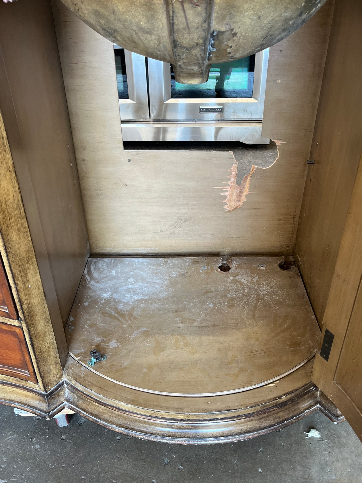 Vanity Cabinet with Chipped Top and Copper Sink  [812.02]