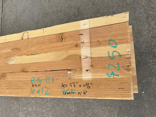 Structural Glulam Beam 6x12x19’4” Laminated Wood [816.01]