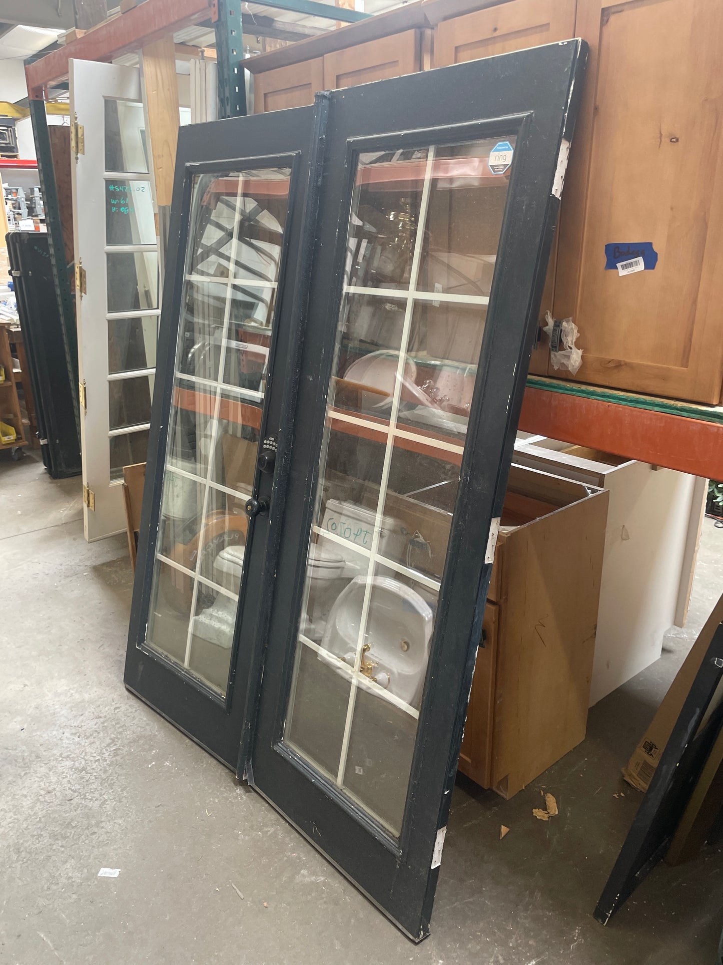 58x77 Exterior Solid French Slab Door Pair, Black [#J526.07]