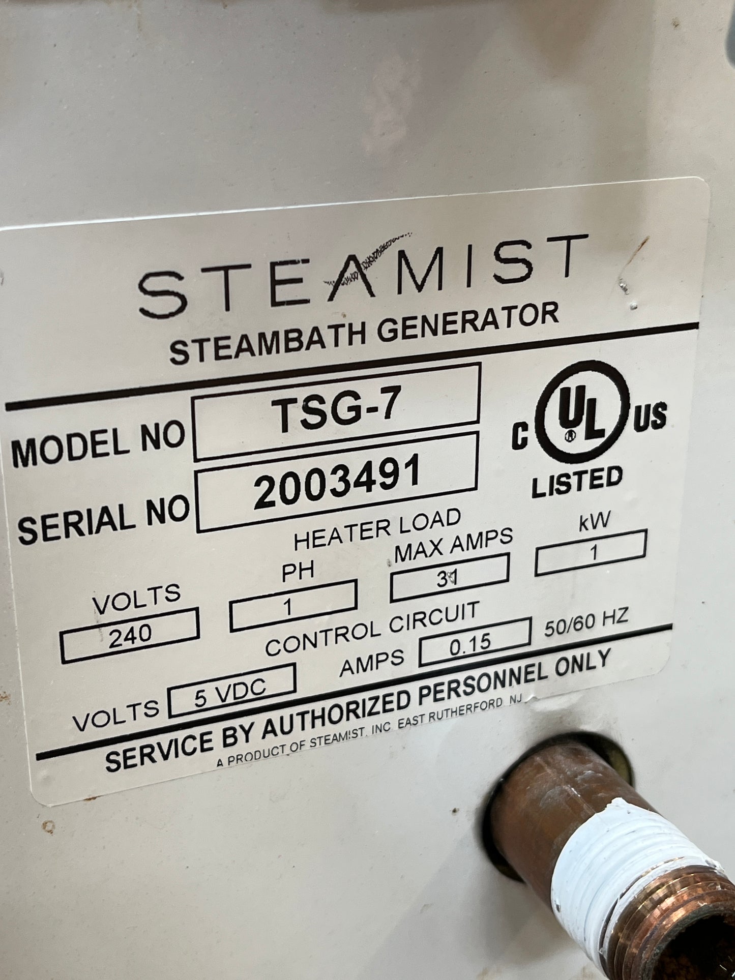 Steamist Steambath Generator – Model TSG-7 [830.01]