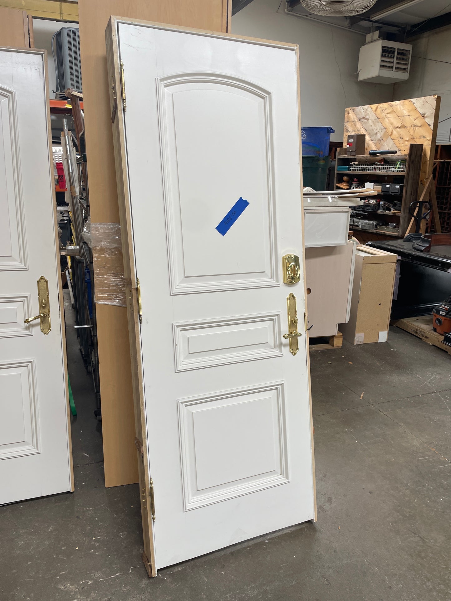 30x84 RHS Exterior Solid 3 Panel Prehung Door, White [#J527.05]