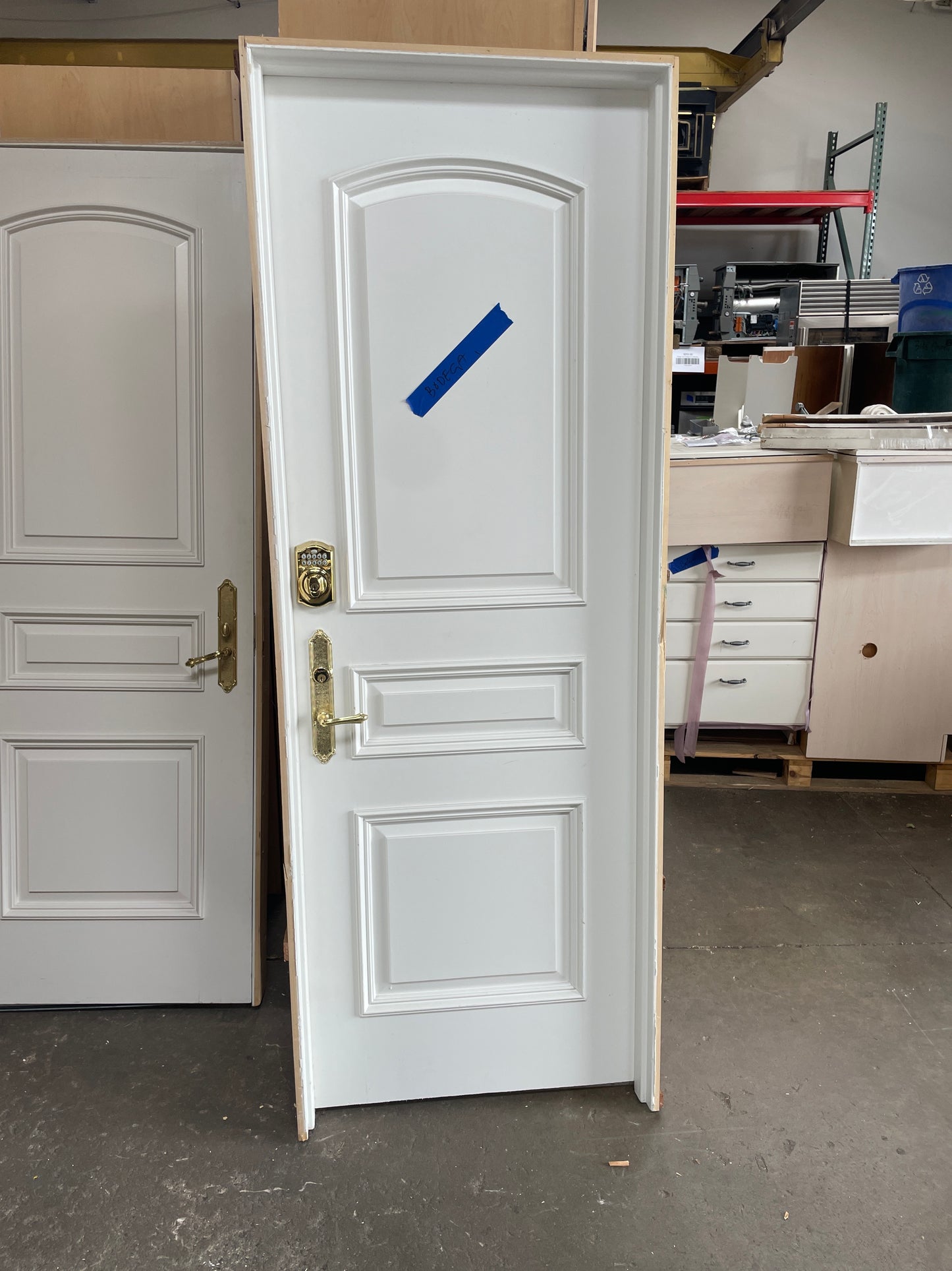 30x84 RHS Exterior Solid 3 Panel Prehung Door, White [#J527.05]