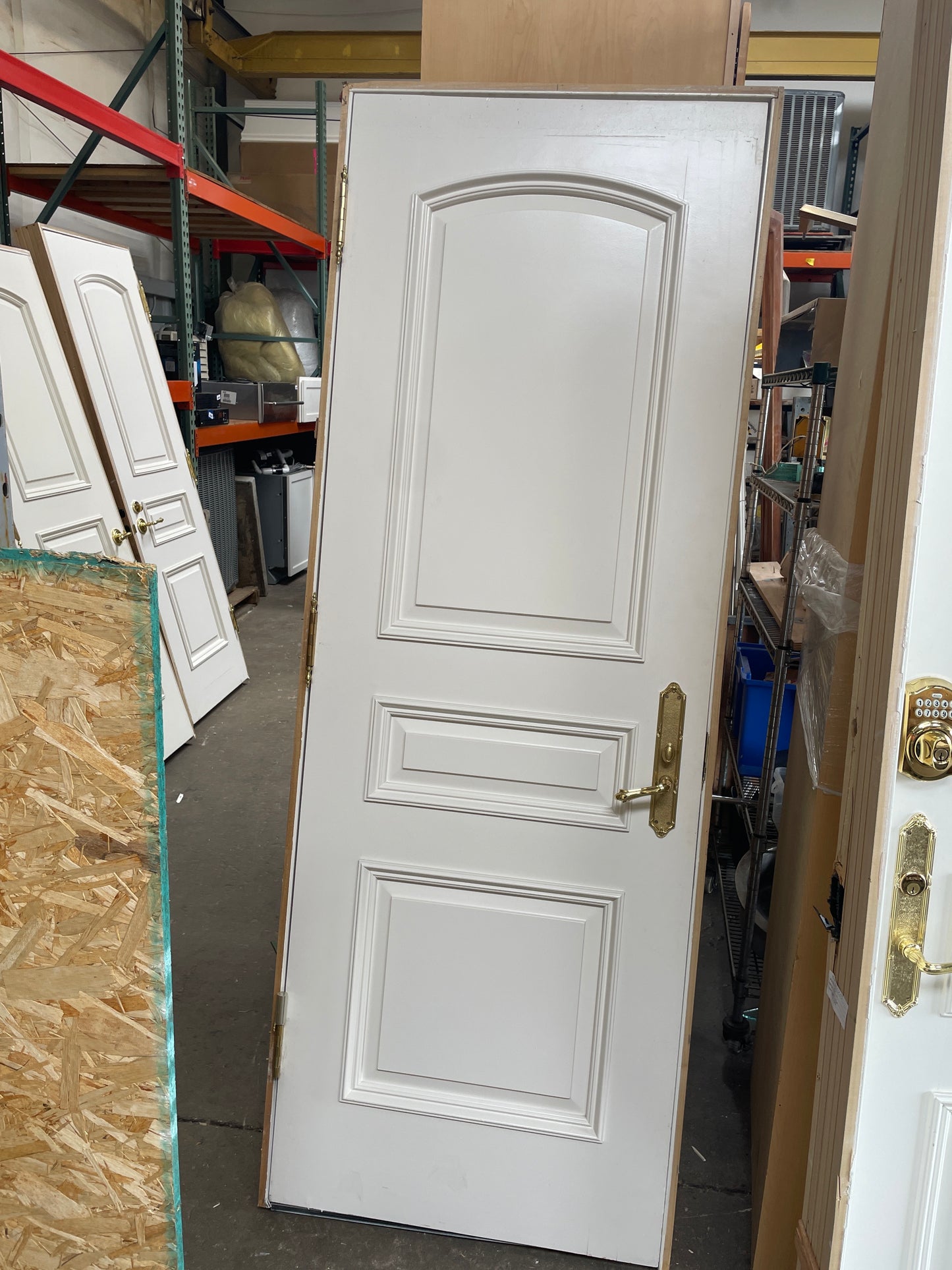 30x84 RHS Exterior Solid 3 Panel Prehung Door, White [#J527.06]