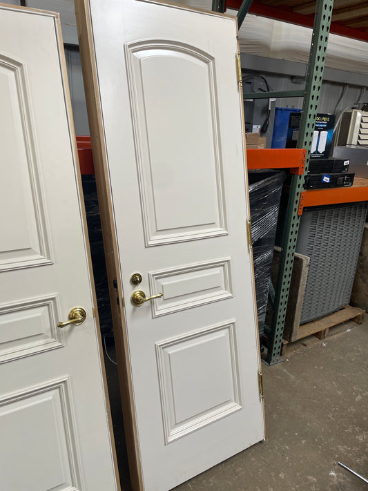 28x84 LHS Exterior Solid 3 Panel Prehung Door, White [#J527.08]