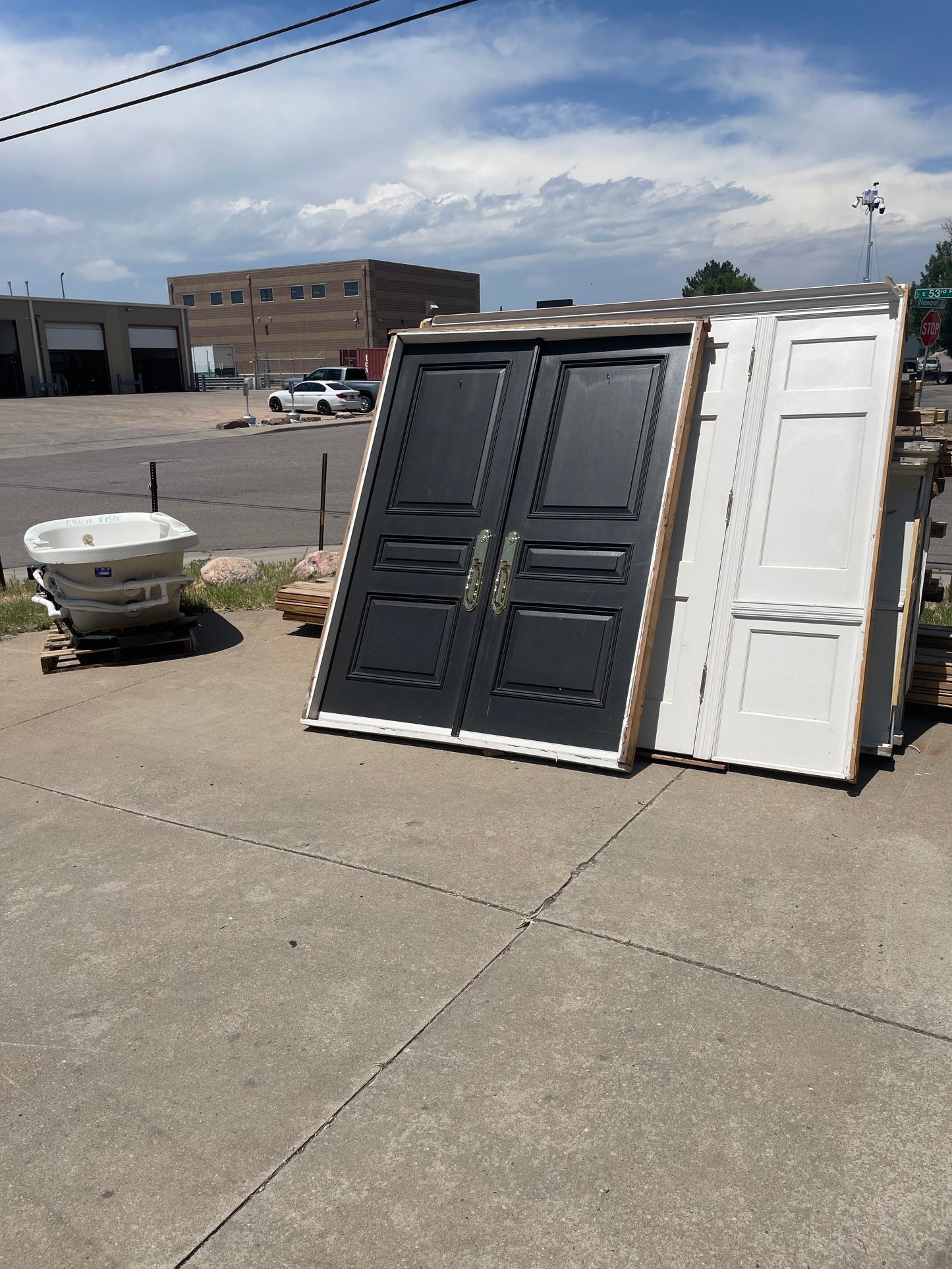 63x84 Exterior Solid 6 Panel Double Door, Prehung, Black [#J609.07]