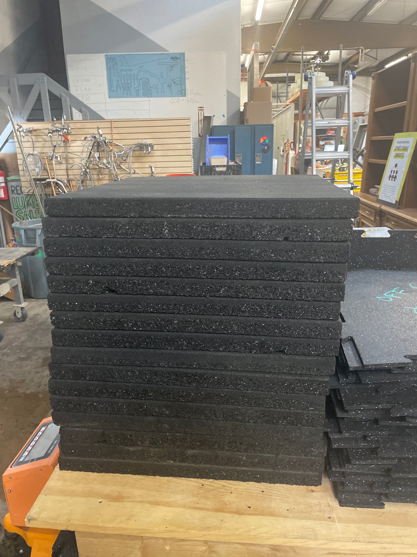 Rubber Gym Floor Tiles, 24x24in, 64 sqft [#J608.08]