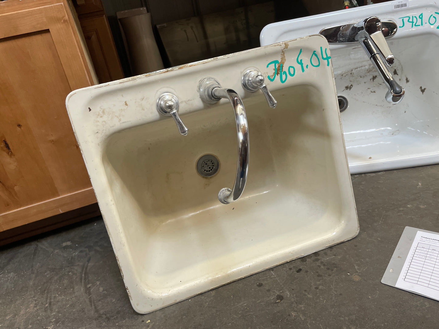 24x21 Cast Iron Drop-In Sink, Single Basin [#J609.04]