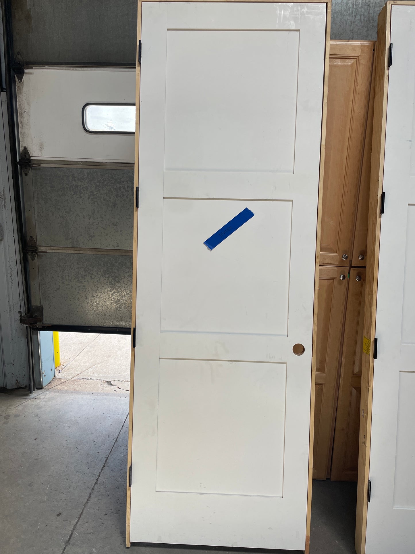 32x96 RHS Interior Solid 3 Panel Prehung Door, White [#J609.05]