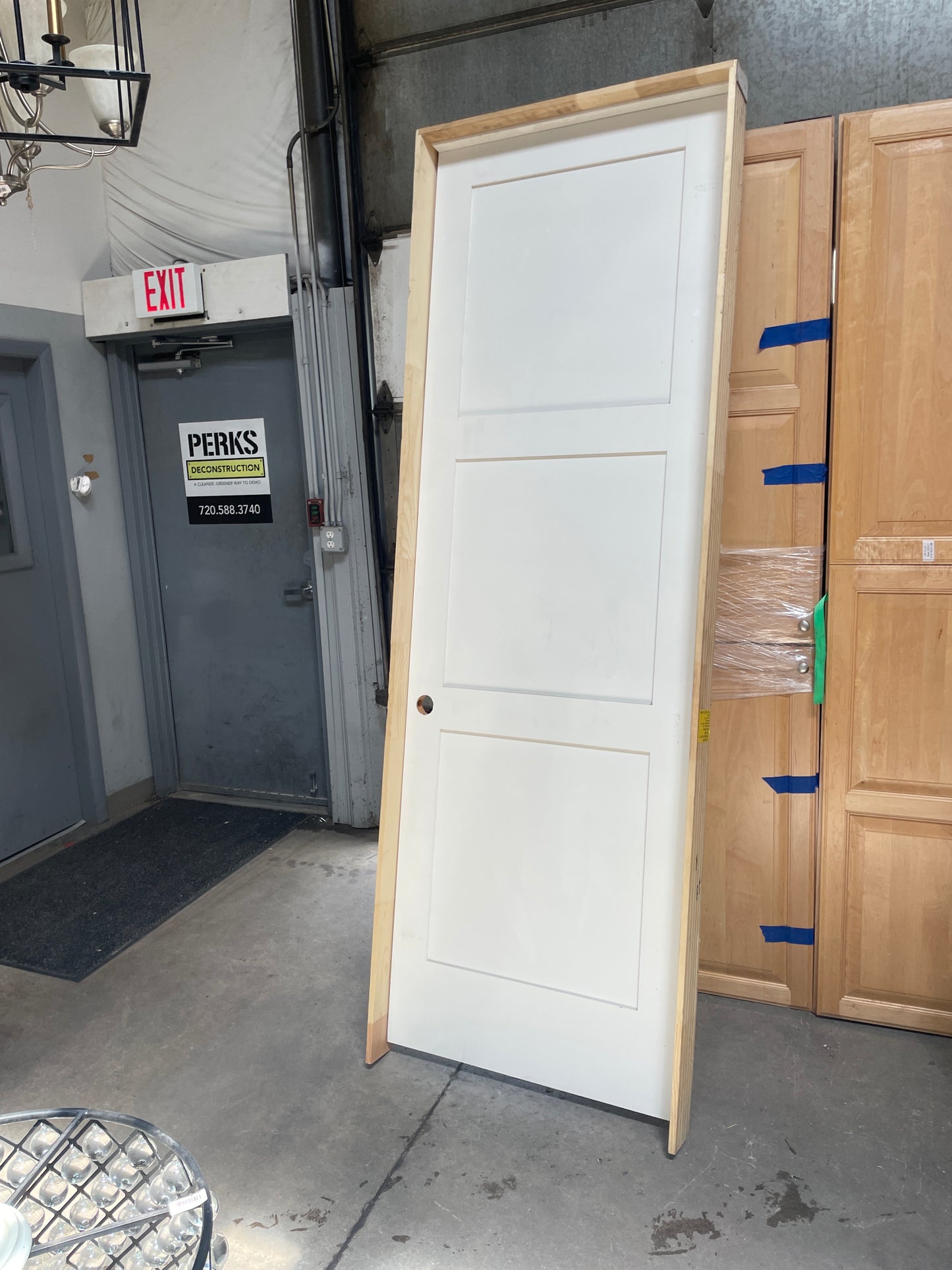 32x96 RHS Interior Solid 3 Panel Prehung Door, White [#J609.05]
