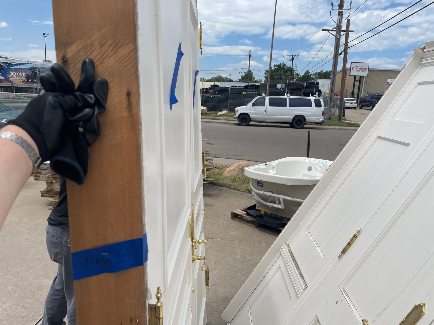 63x84 Exterior Solid 6 Panel Double Door, Prehung, Black [#J609.07]