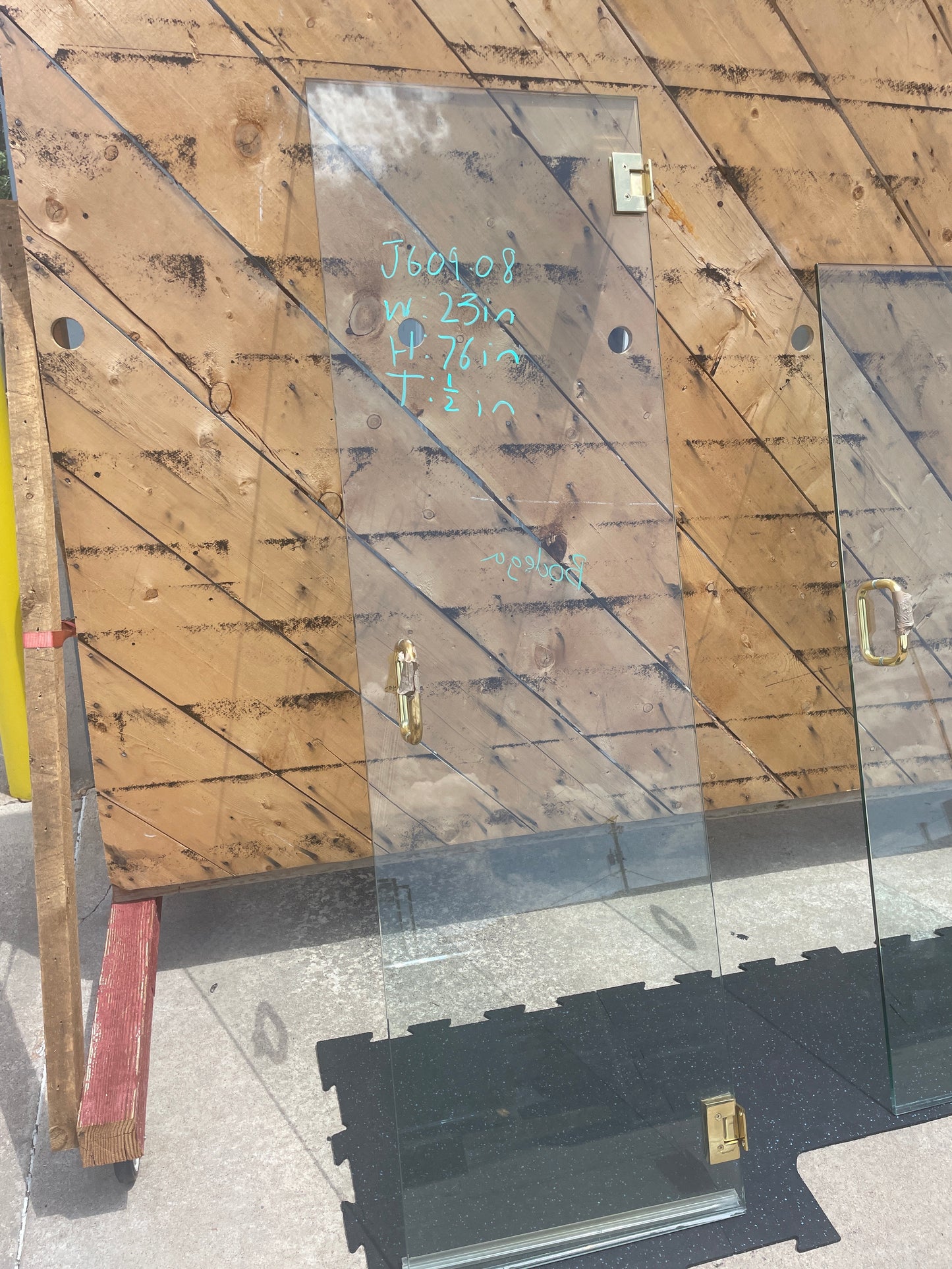 23x76 Frameless Glass Shower Door, Brass Hardware [#J609.08]