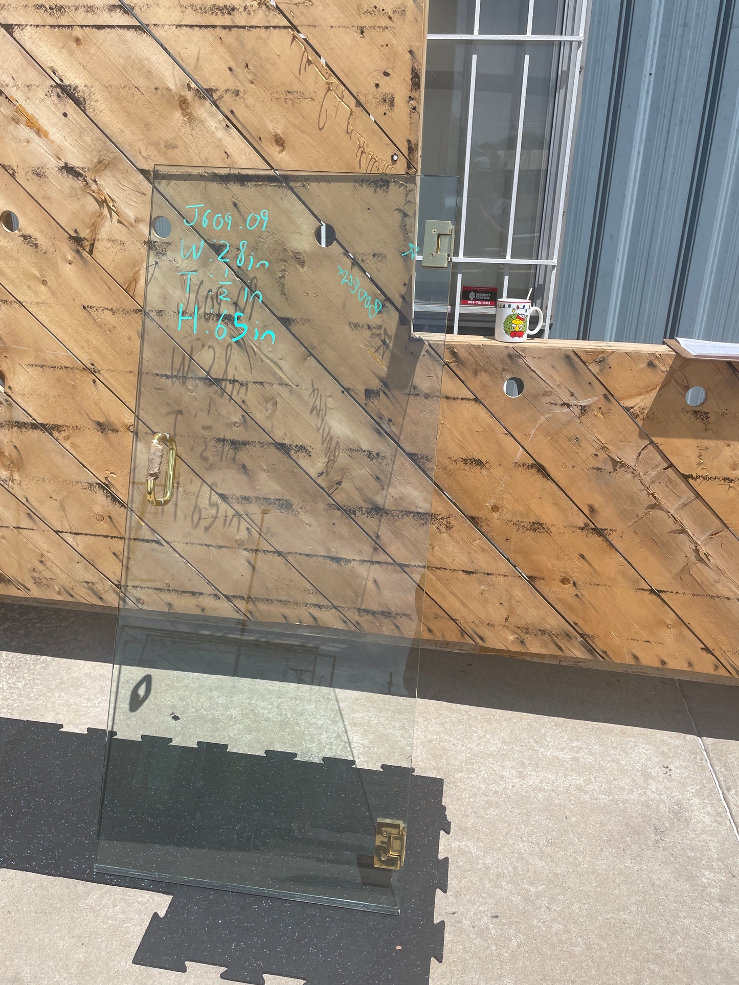 28x65 Frameless Glass Shower Door, Brass Hardware [#J609.09]