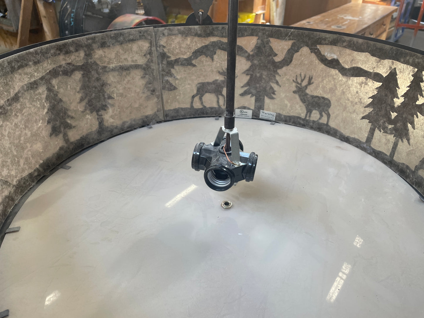 4-Light Ring Chandelier, Bronze with Wildlife Silhouette [#J615.09]