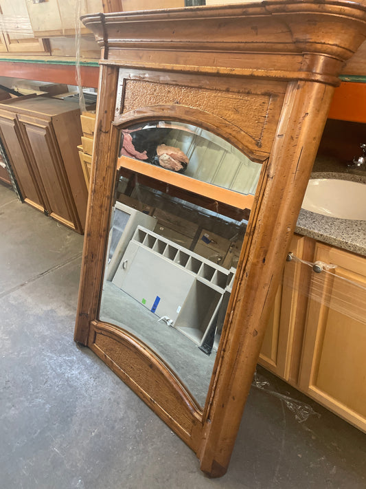 40x61 Ornate Arch Wall Mirror, Natural Wood Frame [#J615.18]
