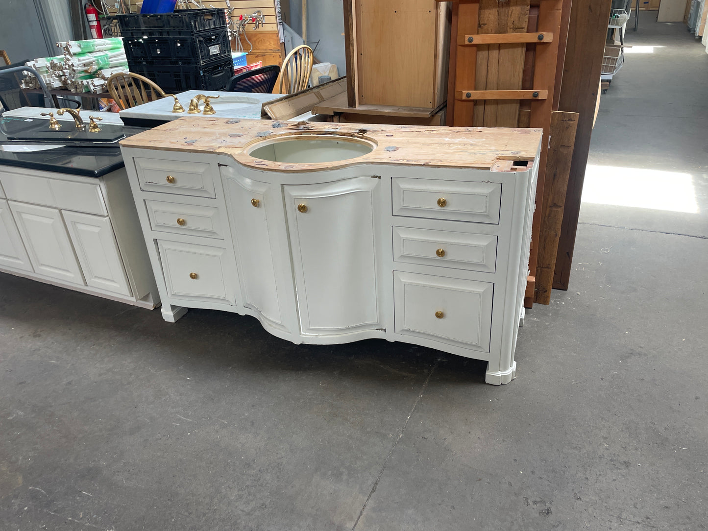 67in Sink Base Vanity Cabinet, White Painted Finish [#J616.04]
