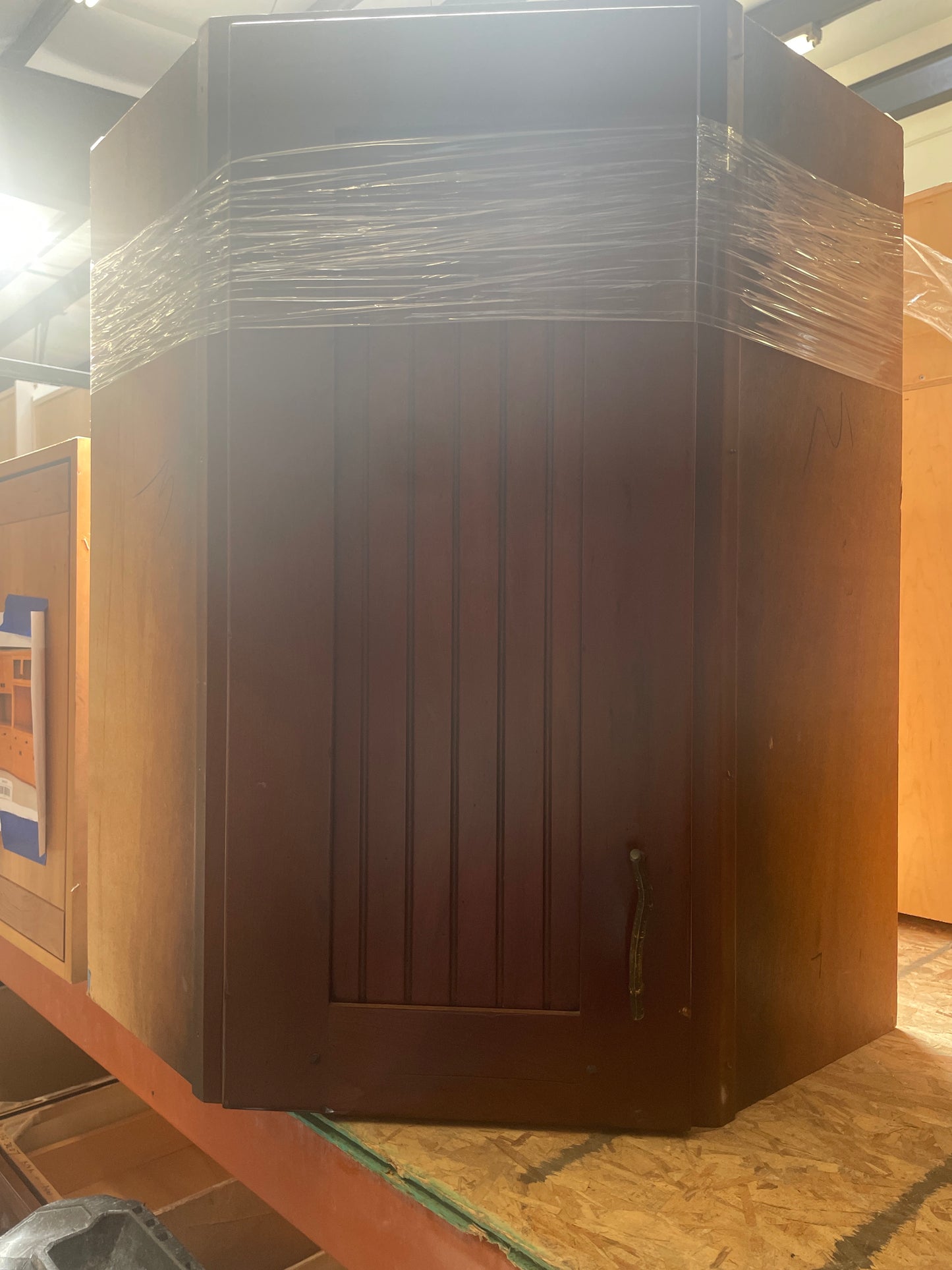 24in Corner Upper Cabinet, Dark Wood Finish [#J616.12]