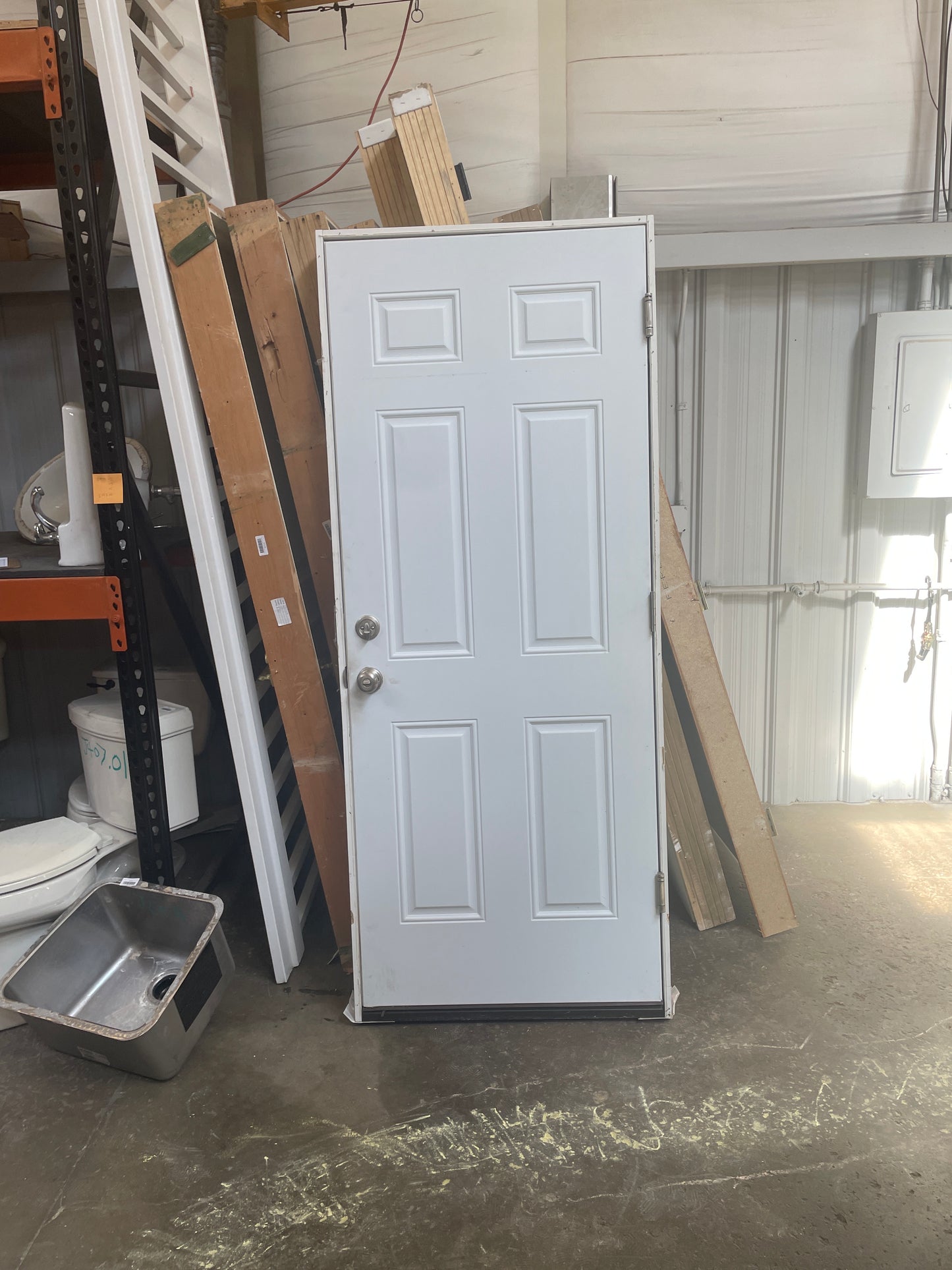 32x81 LHS Exterior Hollow 6 Panel Prehung Door, White [#J622.13]