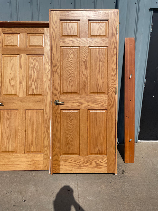 32x80 LHS Interior Solid 6 Panel Prehung Door, Wood Finish #J622.18