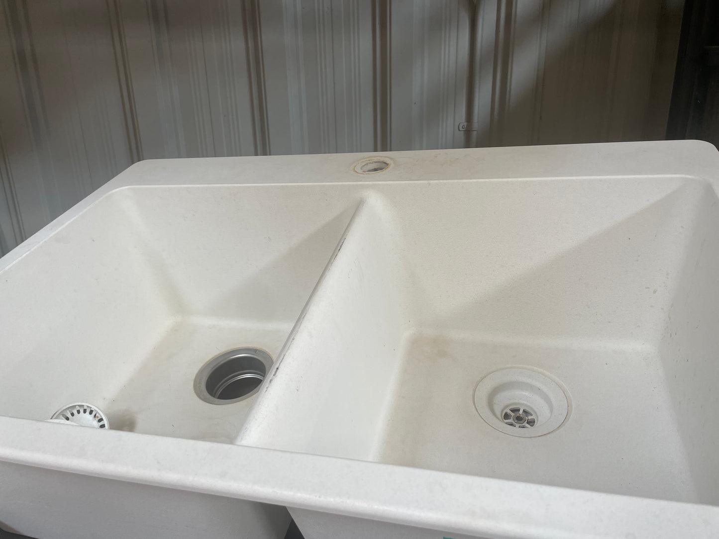 33x22 Double Basin Drop-In Kitchen Sink, White Composite [#J623.11]
