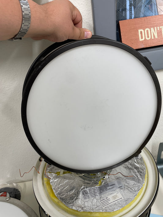 Round Reclaimed Flush Mount Ceiling Light, Black Trim