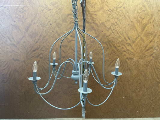 6-Light Cage Reclaimed Chandelier, Slate Gray