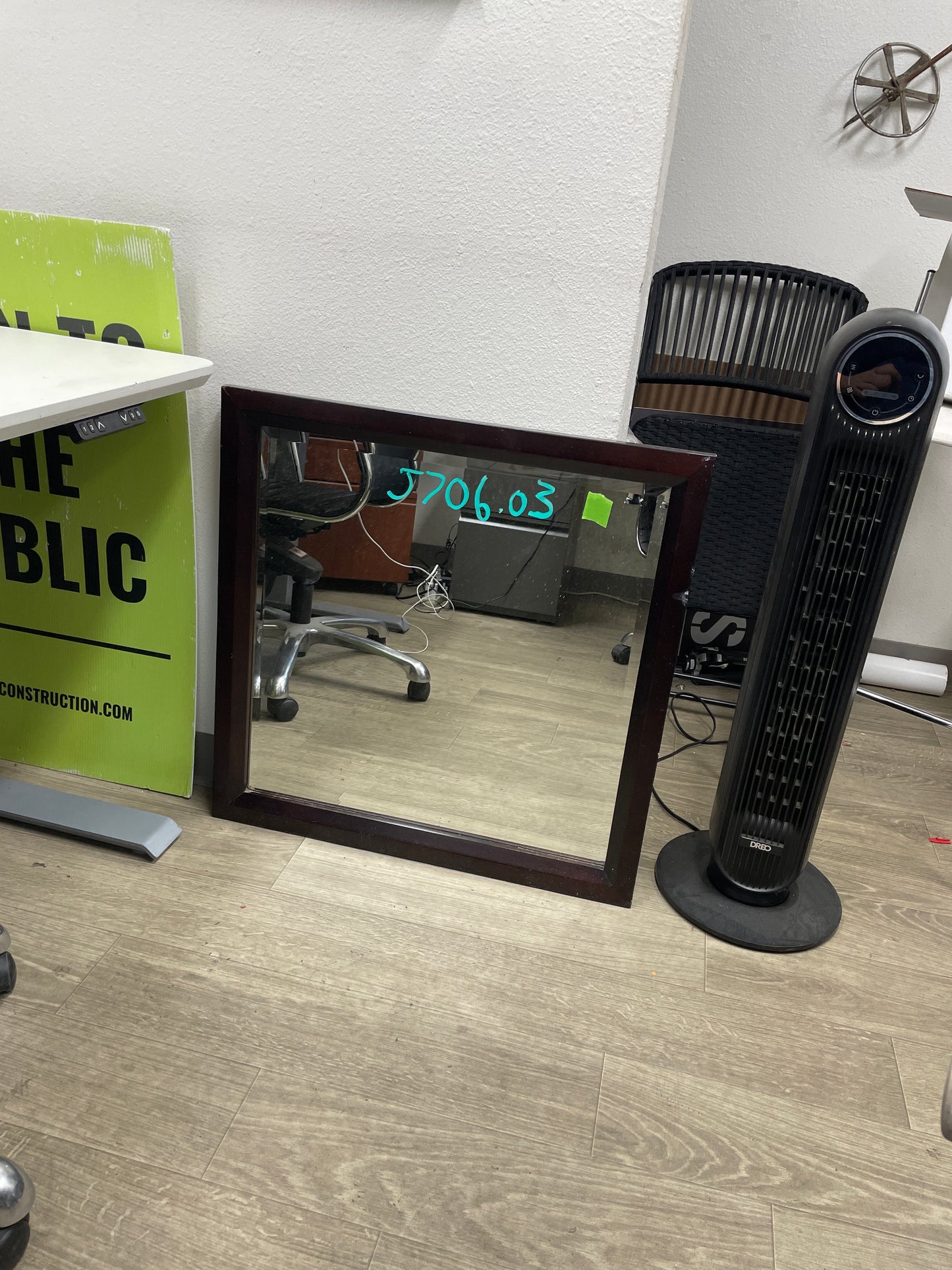 Reclaimed Square Wall Mirror, Espresso Wood Frame