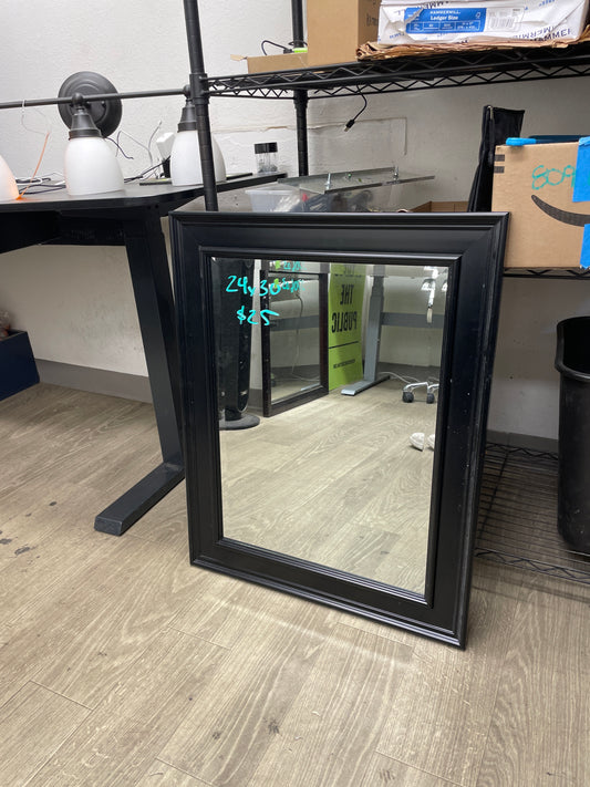 Reclaimed Wall Mirror, Black Wood Frame