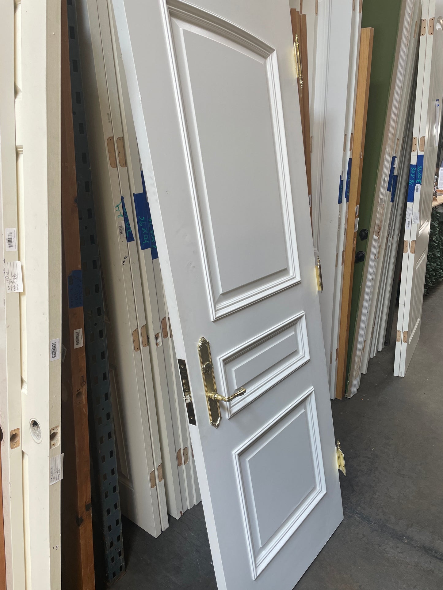 30x84 LHS Interior Reclaimed Solid 3 Panel Slab Door, White